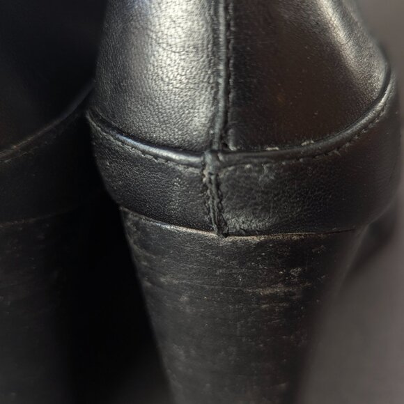 Stuart Weitzman Wedge Knee High Leather Boots Black Size 9 - Picture 11 of 12